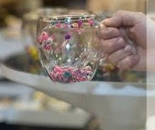 Dried Flower Filling Double Wall Glass