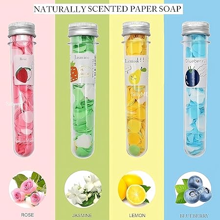 Portable Mini Body Washing Bath Test Tube Confetti Foaming Flower One time Paper Soap Slice - One Travel Paper Soap