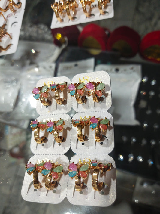 Plating butterfly Hoop Earring