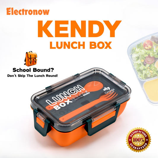 Omega Multicolour BPA-Free Lunch Box with Leakproof Lid, Spoon & Fork - Durable, Stackable Food Container for School, Work, and Travel - 900ml